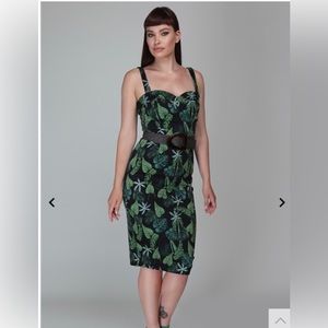 COLLECTIF Kiana Black Forest Pencil Dress Size S Pinup Rockabilly dress